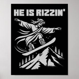 Poster Snowboard Jesus Christ Snowboard Rizzin' Neige C