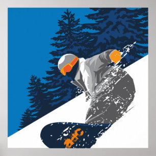 Poster Snowboard, Montagne, sports extrêmes