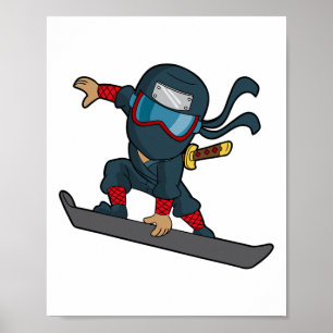 Poster Snowboard Ninja Snowboardeur Snowboard Winter Sp