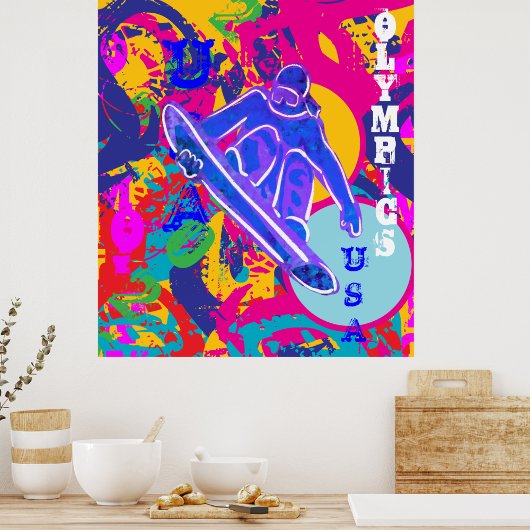 POSTER SNOWBOARD OLYMPIQUE