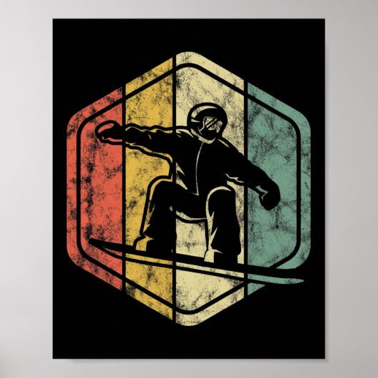 Poster Snowboard Retro Conception Vintage Pour Snowboard (Devant)