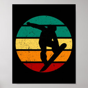 Poster Snowboard Retro Sunset Sports d'hiver Alpine Ski