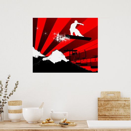 Poster snowboard. rouge. (Cuisine)