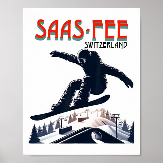 Poster Snowboard Saas-fee Suisse (Devant)