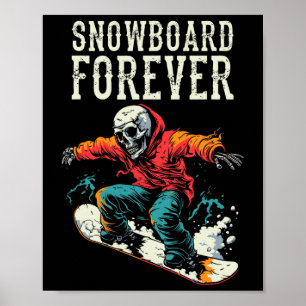Poster Snowboard Skeleton - Snowboard Sports d'hiver
