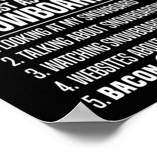 Poster Snowboard Snowboard Bacon 5 choses que j'aime Almo (Coin)