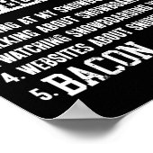 Poster Snowboard Snowboard Bacon 5 choses que j'aime Almo (Coin)