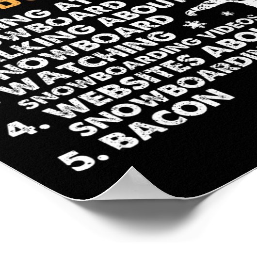 Poster Snowboard Snowboard Bacon 5 choses que j'aime Almo (Coin)