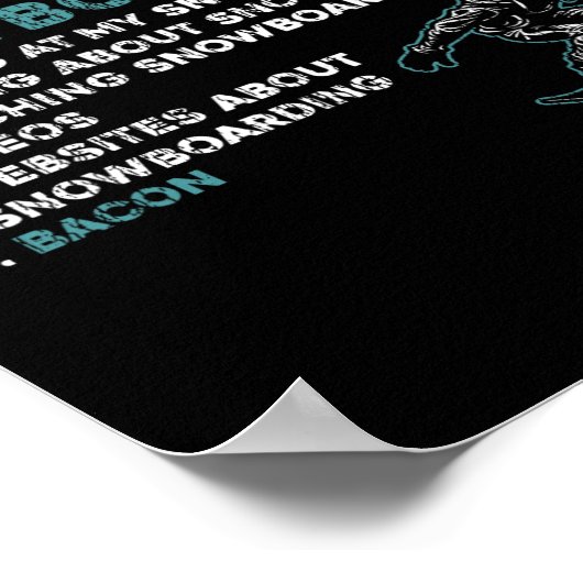 Poster Snowboard Snowboard Bacon 5 choses que j'aime Almo (Coin)