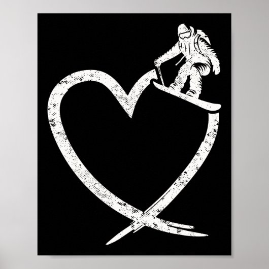 Poster Snowboard Snowboard Coeur Vintage (Devant)