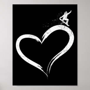 Poster Snowboard Snowboard Coeur Vintage