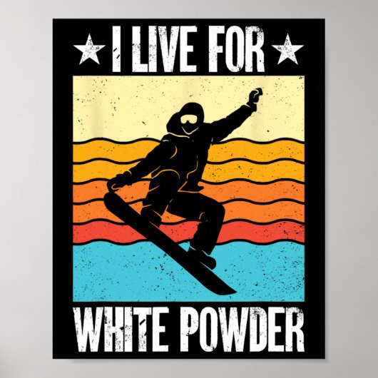 Poster Snowboard Snowboard Équipement Je Vis Pour White P (Devant)