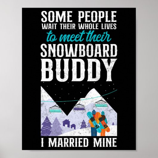 Poster Snowboard Snowboard Mariage Vintage Femme Buddy (Devant)