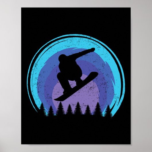 Poster Snowboard Snowboard Snowboard Silhouette Grun (Devant)