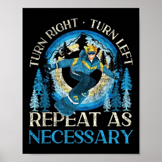 Poster Snowboard Snowboard Tourner à droite Tourner à gau (Devant)