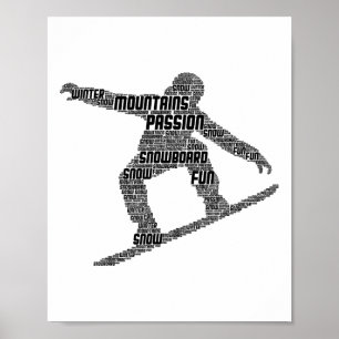 Poster Snowboard Snowboardeur Snowboard Garçons Hommes En