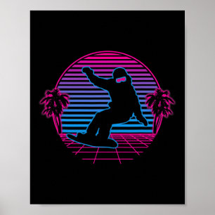 Poster Snowboard Sports d'hiver Rétro Vintage