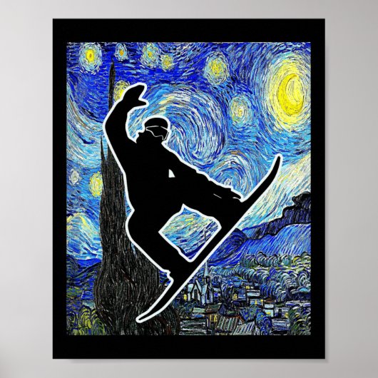 Poster Snowboard Starry Nuit Snowboard Van Gogh (Devant)