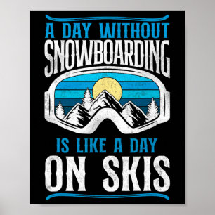 Poster Snowboard Vintage Rétro Ski Skiing Aller
