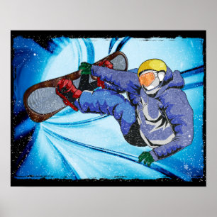Poster Snowboarder à Edgy Snowstorm