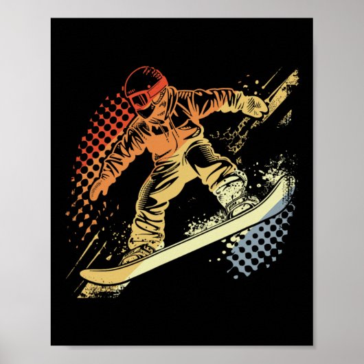 Poster Snowboarder Graphisme Retro Style Alpine Snowboard (Devant)