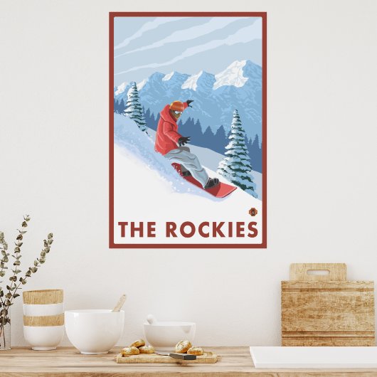 Poster Snowboarder - Les Rocheuses (Cuisine)