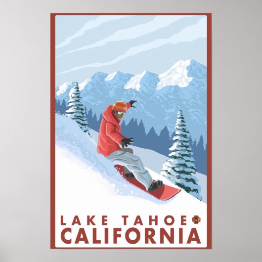 Poster Snowboarder Scene - Lac Tahoe, Californie (Devant)