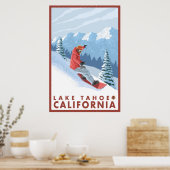 Poster Snowboarder Scene - Lac Tahoe, Californie (Cuisine)