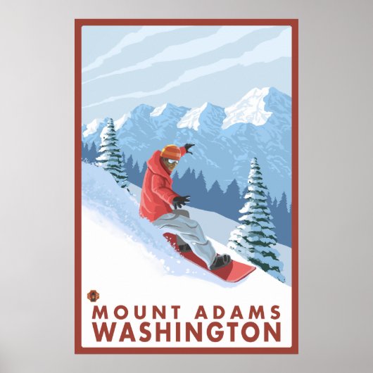 Poster Snowboarder Scene - Mount Adams, Washington (Devant)