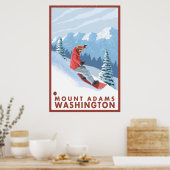 Poster Snowboarder Scene - Mount Adams, Washington (Cuisine)