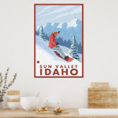 Poster Snowboarder Scene - Sun Valley, Idaho (Cuisine)