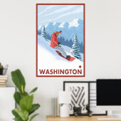 Poster Snowboarder Scene - Washington (Bureau à domicile)