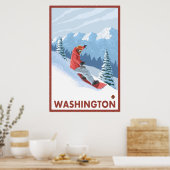 Poster Snowboarder Scene - Washington (Cuisine)