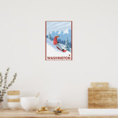 Poster Snowboarder Scene - Washington (Cuisine)