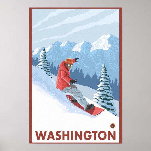 Poster Snowboarder Scene - Washington (Devant)