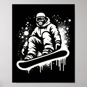 Poster Snowboardeur dynamique Art Abstrait Sports d'hiver