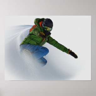 Poster Snowboardeur en poudre