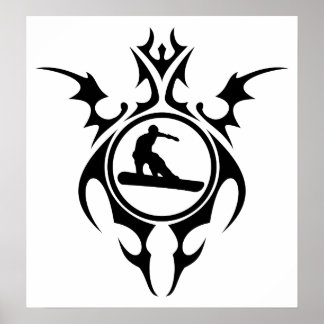 Poster snowboardeur tribal