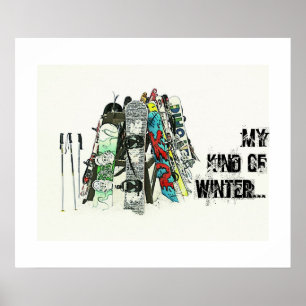 Poster Snowboards - Mon genre d'hiver