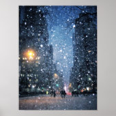 Poster Snowfall de la ville nocturne (Devant)