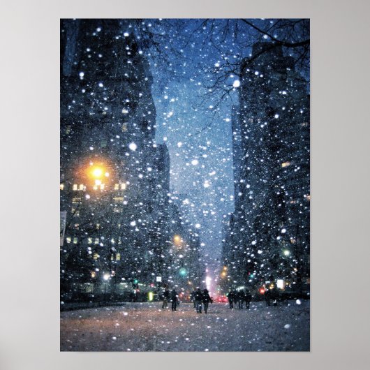Poster Snowfall de la ville nocturne (Devant)