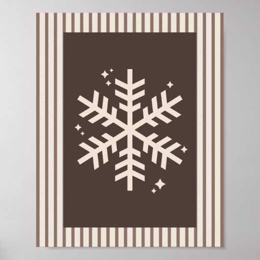 Poster Snowflake Brown Striped (Devant)