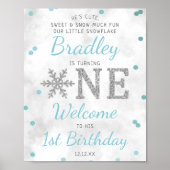 Poster Snowflake Hiver 1er anniversaire Bienvenue (Devant)