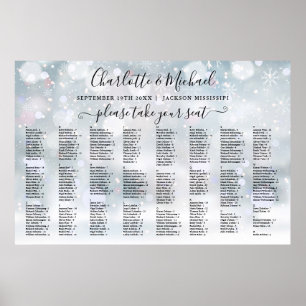 Poster Snowflakes d'hiver 300 Noms Mariage Carte de siège