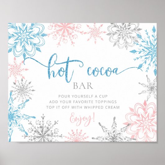 Poster Snowflakes genre révéler Hot cocoa bar (Devant)