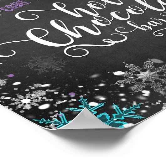 Poster Snowflakes Hot Chocolat Bar Panneau de la table (Coin)