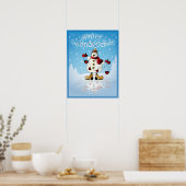 Poster Snowman aux Coeurs rouges de Noël (Cuisine)