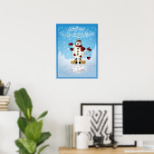 Poster Snowman aux Coeurs rouges de Noël (Bureau à domicile)