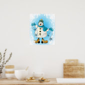 Poster Snowman avec Flèches de neige de Noël bleues (Cuisine)