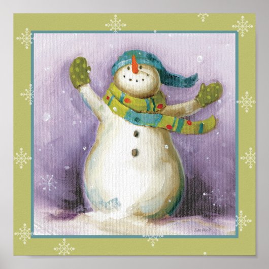 Poster Snowman avec Mittens d'hiver (Devant)
